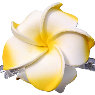 SEESTERN Bali Hawaii Haarklammer 2 Frangipani Blten aus Moosgummi, Haarspange Gelb