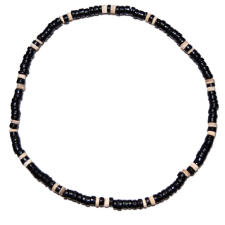 Seestern Halskette Modeschmuck mit Kokos Holz Anhnger variables Halsband 1265JW.schwarz