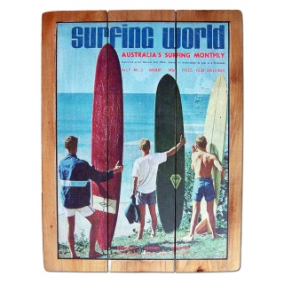 Seestern Deko Holz Wandbild im Vintage Sixties Surf Look 30 x 40 cm Surfing Motiv /1822