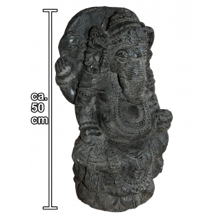 Ganesha Garten Statue 50 cm Hindu Asia Deko Figur Steinguss  fr innen & auen schwarz antik /1884