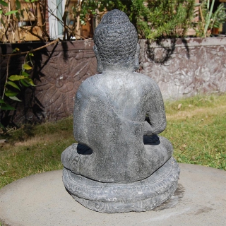 Buddha Garten Statue 43 cm Hindu Asia Deko Figur Steinguss  fr innen & auen schwarz antik /1885