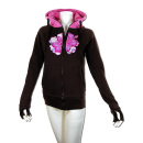 SEESTERN Damen Kapuzen Sweat Shirt Jacke Kapuzen Pullover Hoody Sweater S - XXL SW1123.braun_rosa XL