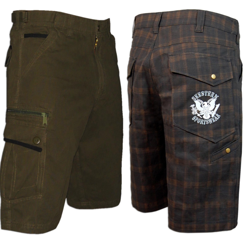 Seestern Sportswear SEESTERN Herren Walkshorts Cargo Shorts Karo &Unifarbe Gr.XXS - M ( 26 - 32 )