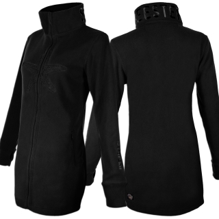 SEESTERN Damen Fleecejacke mit Stehkragen 2WegeZipper Fleecemantel Fleece XS-4XL /1628 Schwarz L