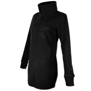 SEESTERN Damen Fleecejacke mit Stehkragen 2WegeZipper Fleecemantel Fleece XS-4XL /1628 Schwarz L