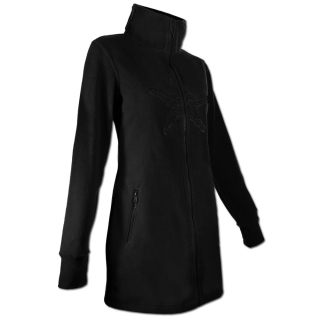 SEESTERN Damen Fleecejacke mit Stehkragen 2WegeZipper Fleecemantel Fleece XS-4XL /1628 Schwarz 2XL