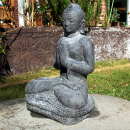 Buddha Garten Statue 43 cm Hindu Asia Deko Figur Steinguss  für innen & außen schwarz antik /1885