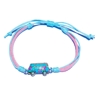 SEESTERN Armband / Armbänder mit Metal Surf Bus / Bully Design Modeschmuck/1801 Rosa-Hellblau_1 Stueck