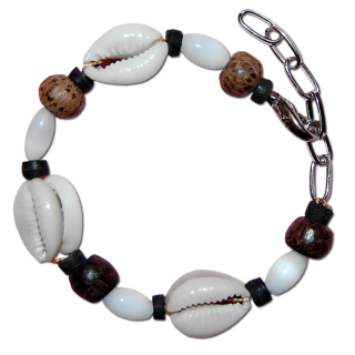 SEESTERN Armband / Armbänder mit Kauri Muschel Design, Muschel Modeschmuck/010 Braun_1 Stueck