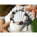 SEESTERN Armband / Armbänder mit Kauri Muschel Design, Muschel Modeschmuck/010 Braun_1 Stueck