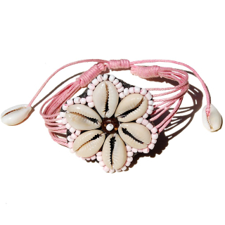 SEESTERN Armband / Armbänder mit Kauri Muschel Design, Muschel Modeschmuck/057 Rosa_1 Stueck