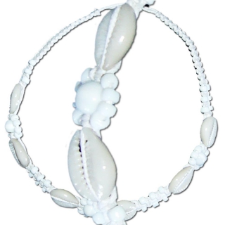 Seestern Halskette Modeschmuck aus Kauri Muscheln & geflochtenem Halsband/116 Weiss_ 1 Stueck