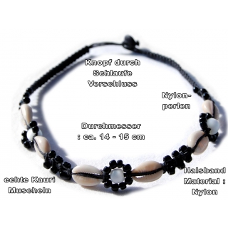 Seestern Halskette Modeschmuck aus Kauri Muscheln & geflochtenem Halsband/116 Weiss_ 1 Stueck