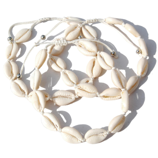 Seestern Fußkette Modeschmuck aus Kauri Muscheln Surfer Shell Anklet /2002 Weiß_3 Stueck