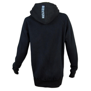 SEESTERN Damen Langes Kapuzen Sweat Shirt Pullover Hoody Jumper Sweater GrXS-XXL /1321 Schwarz_Eisblau XS