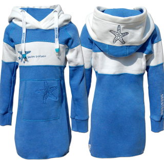 SEESTERN Kinder Langes Kapuzen Sweat Shirt Pullover Hoody Sweater Gr.116-164 /2105 Blau_Weiß 110 - 116