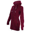 SEESTERN Damen Kapuzen Fleecejacke 2WegeZipper Fleecemantel Fleece Sweatj.XS-4XL /2126.Bordeaux S