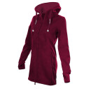 SEESTERN Damen Kapuzen Fleecejacke 2WegeZipper Fleecemantel Fleece Sweatj.XS-4XL /2126.Bordeaux S