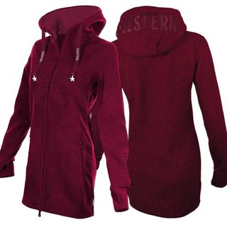 SEESTERN Damen Kapuzen Fleecejacke 2WegeZipper Fleecemantel Fleece Sweatj.XS-4XL /2126.Bordeaux M