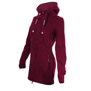 SEESTERN Damen Kapuzen Fleecejacke 2WegeZipper Fleecemantel Fleece Sweatj.XS-4XL /2126.Bordeaux M