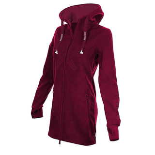 SEESTERN Damen Kapuzen Fleecejacke 2WegeZipper Fleecemantel Fleece Sweatj.XS-4XL /2126.Bordeaux M