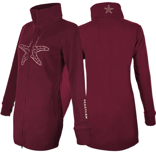 SEESTERN Damen Fleecejacke mit Stehkragen 2WegeZipper Fleecemantel Fleece XS-4XL /1628 Bordeaux_cm 4XL