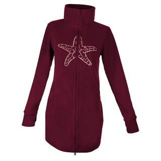 SEESTERN Damen Fleecejacke mit Stehkragen 2WegeZipper Fleecemantel Fleece XS-4XL /1628 Bordeaux_cm 4XL