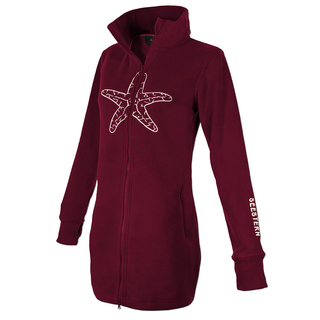 SEESTERN Damen Fleecejacke mit Stehkragen 2WegeZipper Fleecemantel Fleece XS-4XL /1628 Bordeaux_cm 4XL