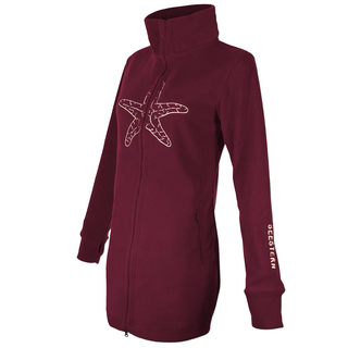 SEESTERN Damen Fleecejacke mit Stehkragen 2WegeZipper Fleecemantel Fleece XS-4XL /1628 Bordeaux_cm 4XL