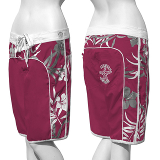 SEESTERN Damen Boardshorts Surfshorts Boardshort Surf Shorts Badehorts XS-4XL /2125 Bordeaux Bambus 3XL