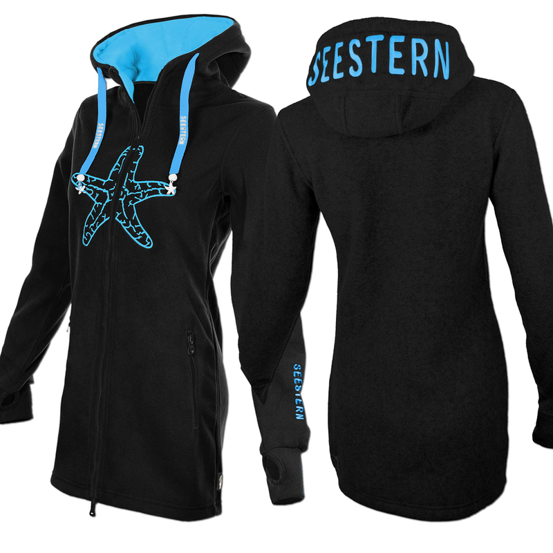 Seestern Sportswear SEESTERN Damen Kapuzen Fleecejacke 2WegeZipper Fleecemantel Fleece Sweatj.XS-4XL /1726.bk_lb