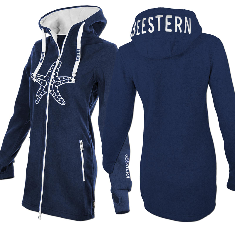 Seestern Sportswear SEESTERN Damen Kapuzen Fleecejacke 2WegeZipper Fleecemantel Fleece Sweatj.XS-4XL /2126.nv_wt