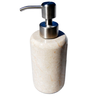 SEESTERN massiver Marmor Seifenspender incl.Edelstahl Pumpe Naturstein poliert M/2472 Creme