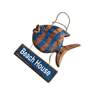 SEESTERN Holzbild Wand Holz Bild Beach House Fisch Homedeko 30 x 30cm /2372