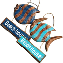 SEESTERN Holzbild Wand Holz Bild Beach House Fisch...