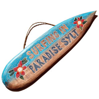 SEESTERN Holzschild Wanddeko Deko Surfboard Surfing Paradise Sylt 80 x 22cm /2382