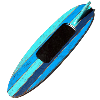 SEESTERN Holzschild Wanddeko Deko Surfboard mit Spiegel Surfing 60 x 16cm /2384