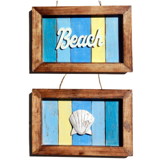 SEESTERN Holzbild Wand Holz Bild  Beach Shell Muschel  Nordsee 30 x 20cm /2385