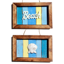 SEESTERN Holzbild Wand Holz Bild  Beach Shell Muschel...